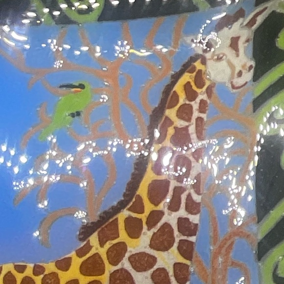 Peggy Karr Glass 17”x9” Rectangle Giraffe Design Serving Platter Handmade - Picture 2 of 6